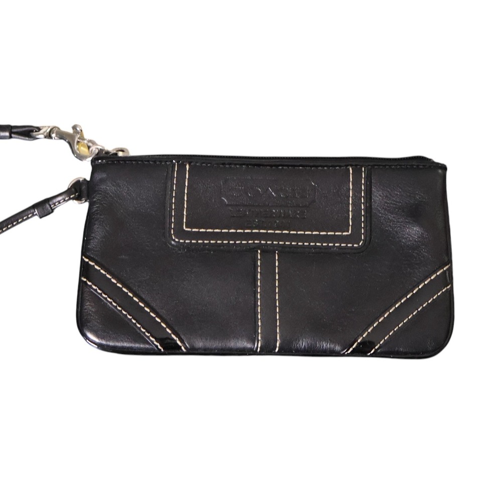 Coach Soho Black Leather Zip Top Wristlet Clutch Purse Vintage Y2K Small Bag EUC